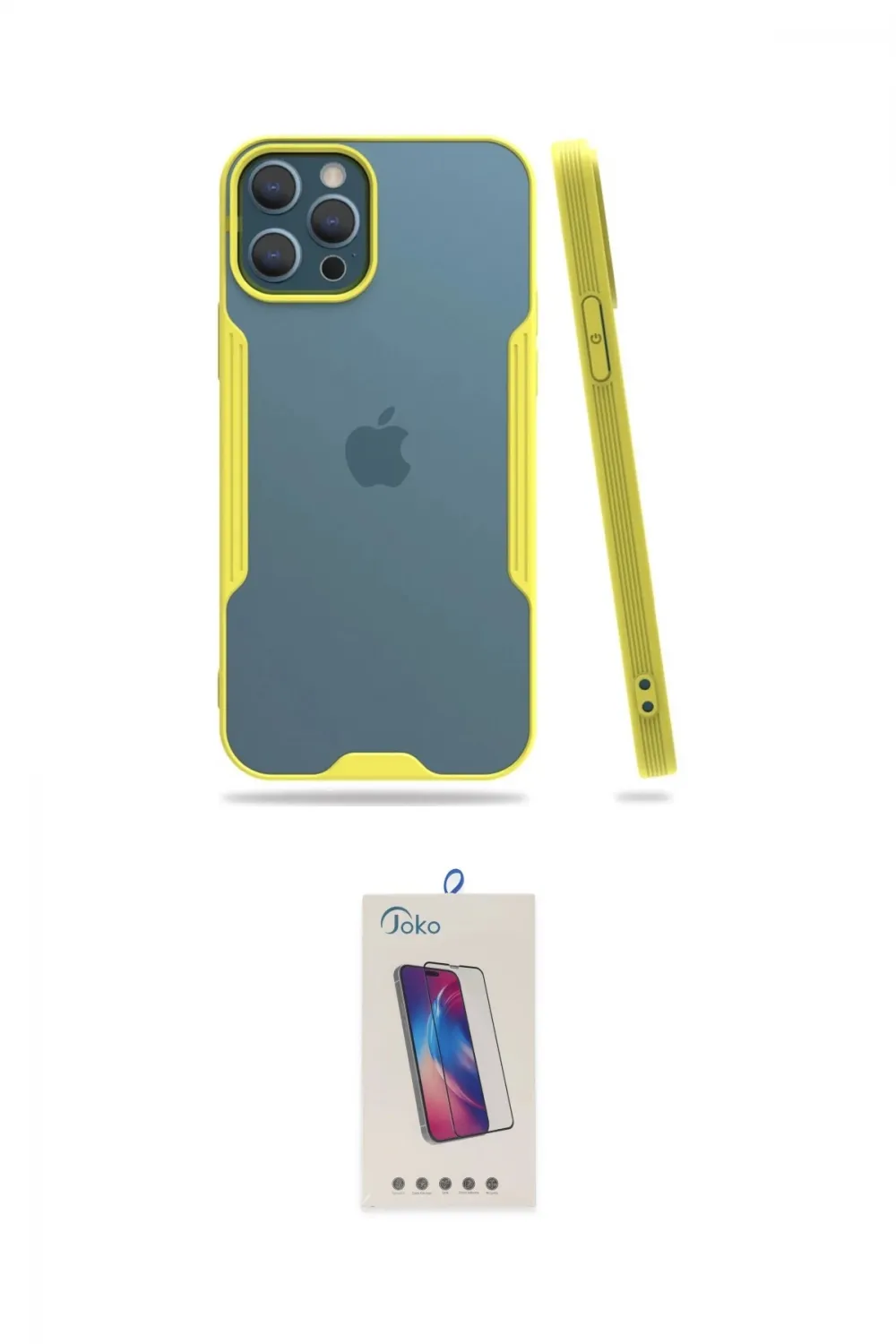 ieg™ iPhone 12 Pro Max Kılıf Atlas Asil Serisi - Siyah Joko 5D Cam