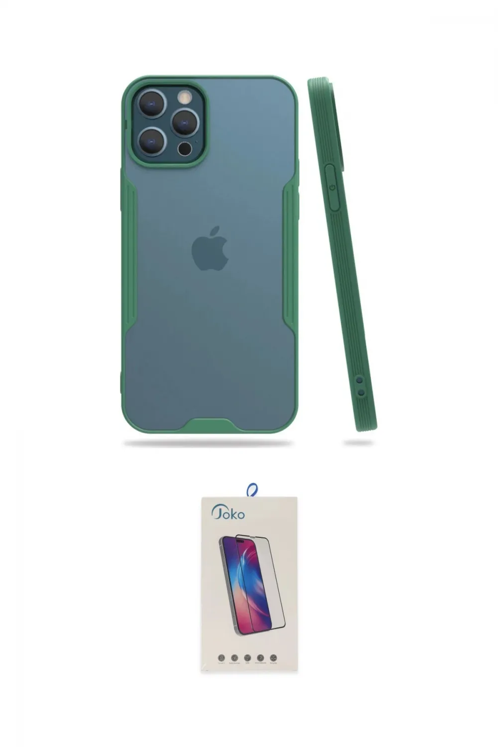 ieg™ iPhone 12 Pro Max Kılıf Atlas Asil Serisi - Siyah Joko 5D Cam