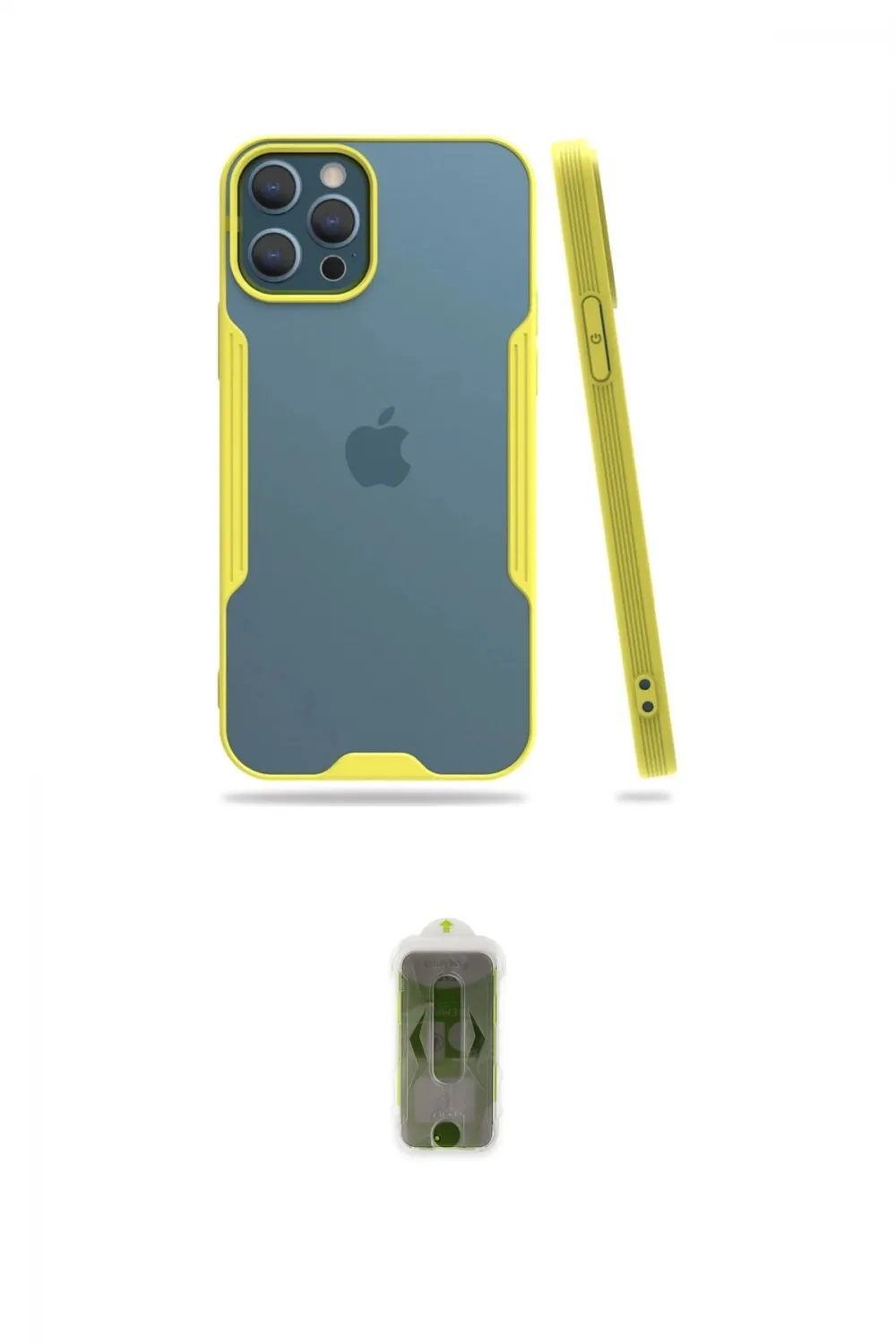 ieg™ iPhone 12 Pro Max Kılıf Atlas Asil Serisi - Siyah Joko Magic 5D Hayalet Cam