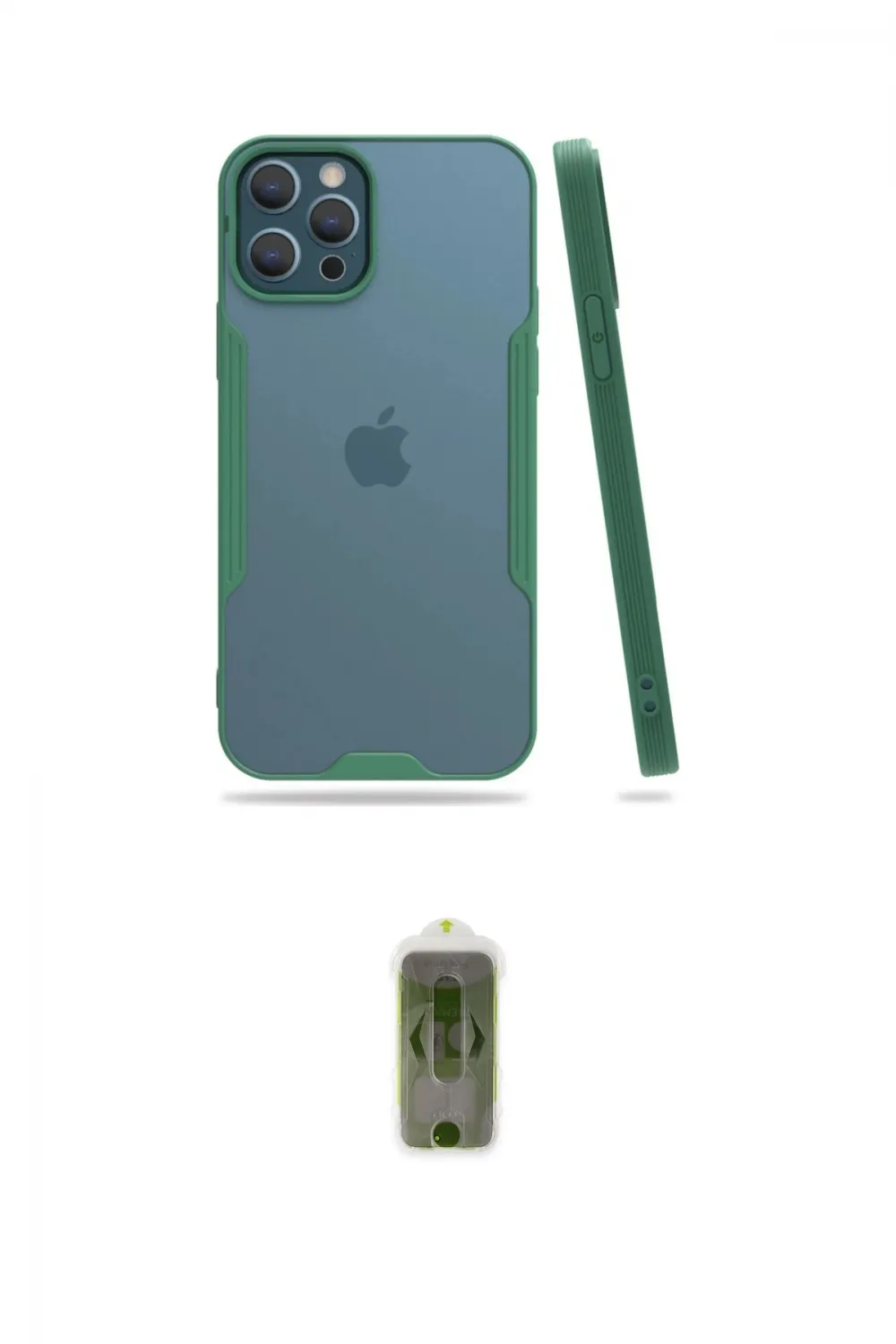 ieg™ iPhone 12 Pro Max Kılıf Atlas Asil Serisi - Siyah Joko Magic 5D Hayalet Cam