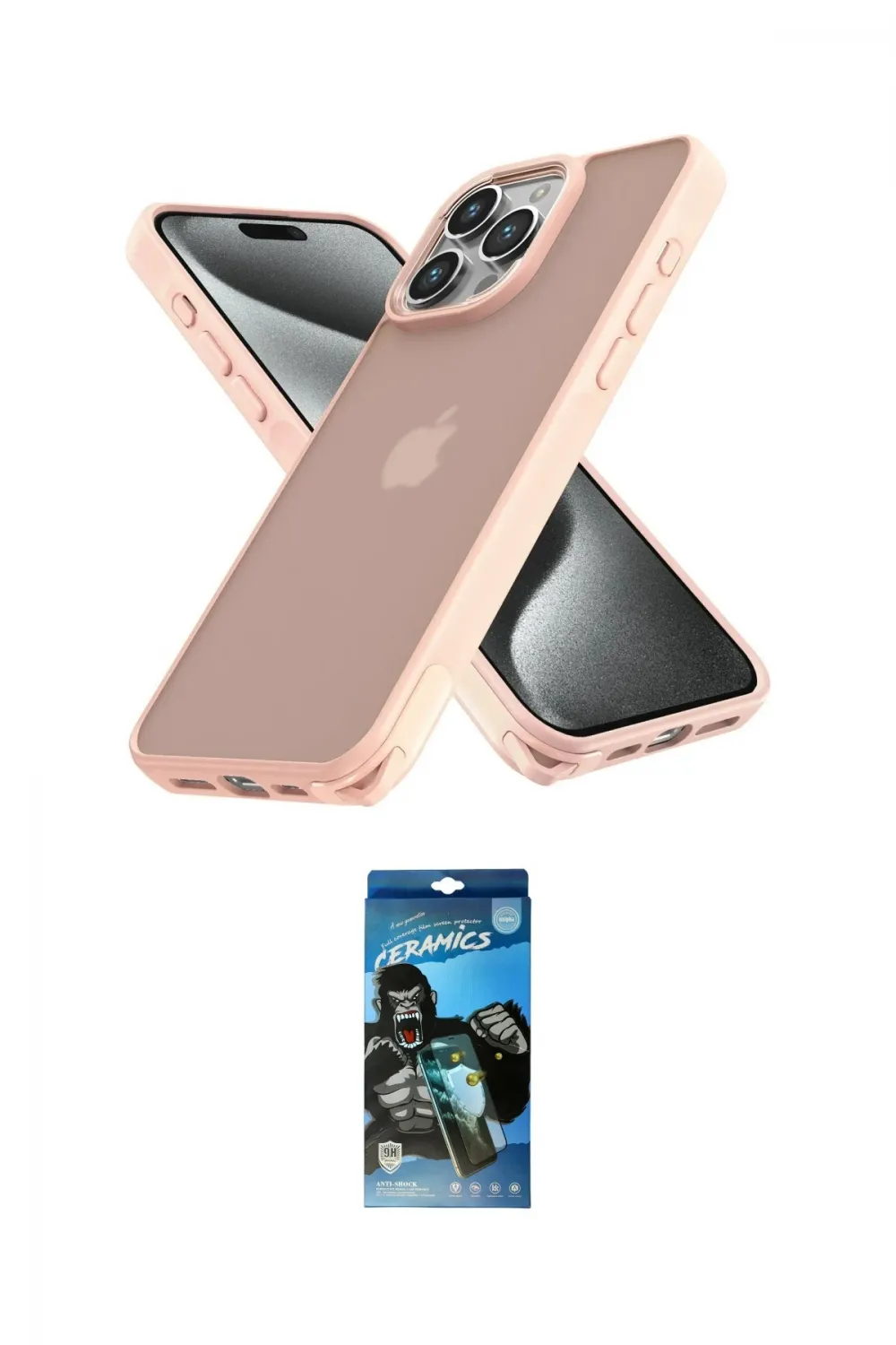 ieg™ iPhone 12 Pro Max Kılıf Atlas Form - Siyah 34D Izgaralı Cam