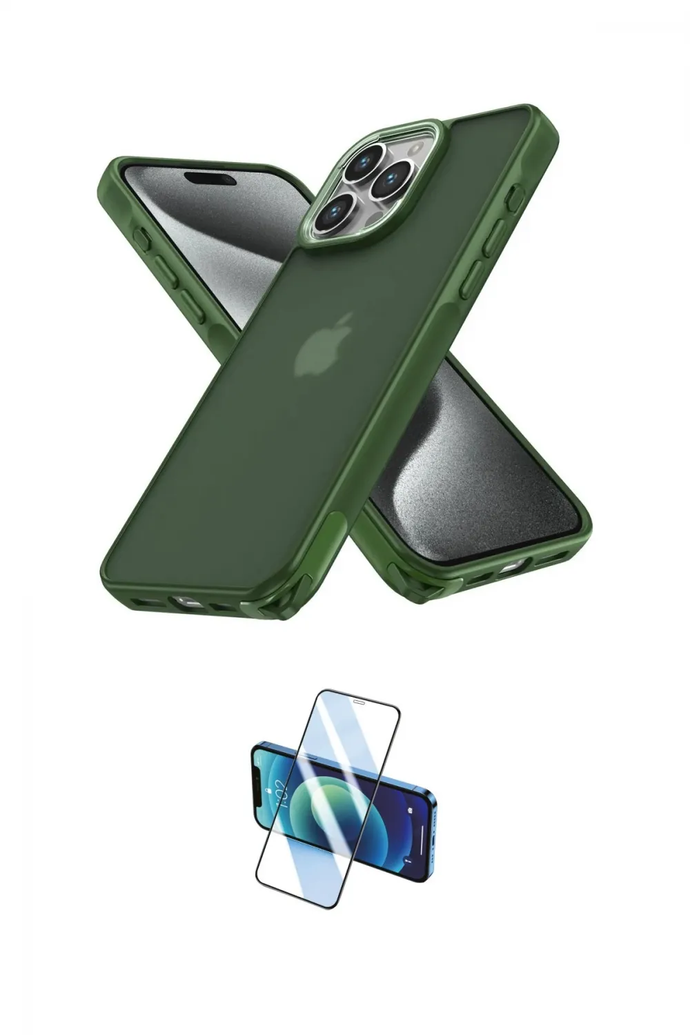 ieg™ iPhone 12 Pro Max Kılıf Atlas Form - Siyah 3D Antistatik Cam Ekran Koruyucu