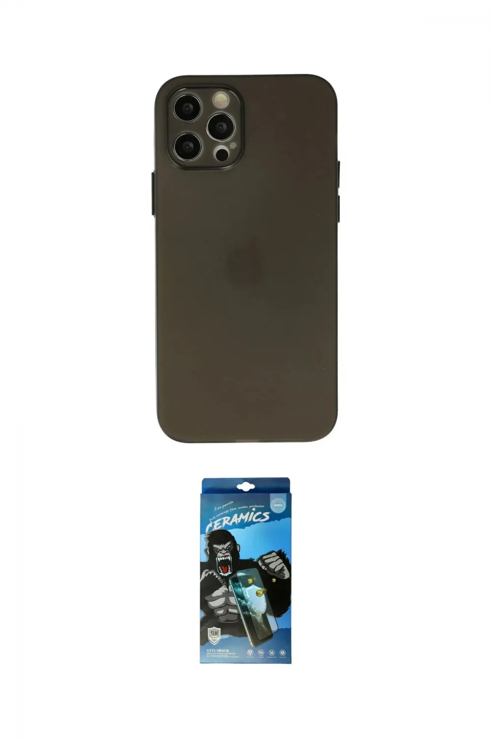 ieg™ iPhone 12 Pro Max Kılıf Atlas Minimal Prime - Siyah 34D Izgaralı Cam