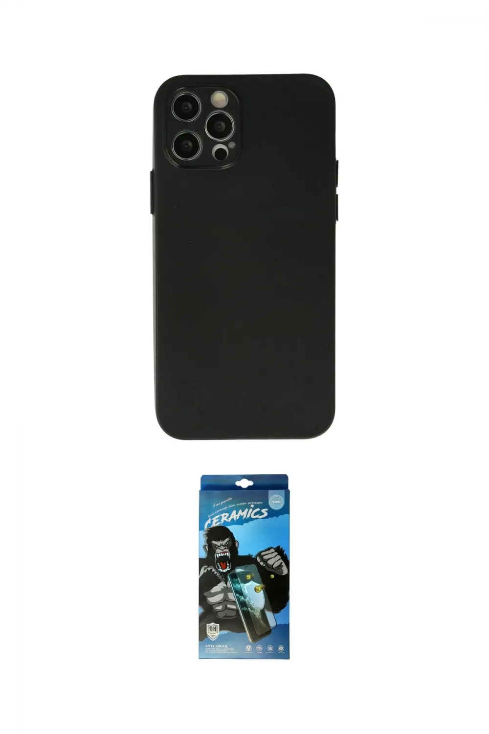 ieg™ iPhone 12 Pro Max Kılıf Atlas Minimal Prime - Siyah 34D Izgaralı Cam