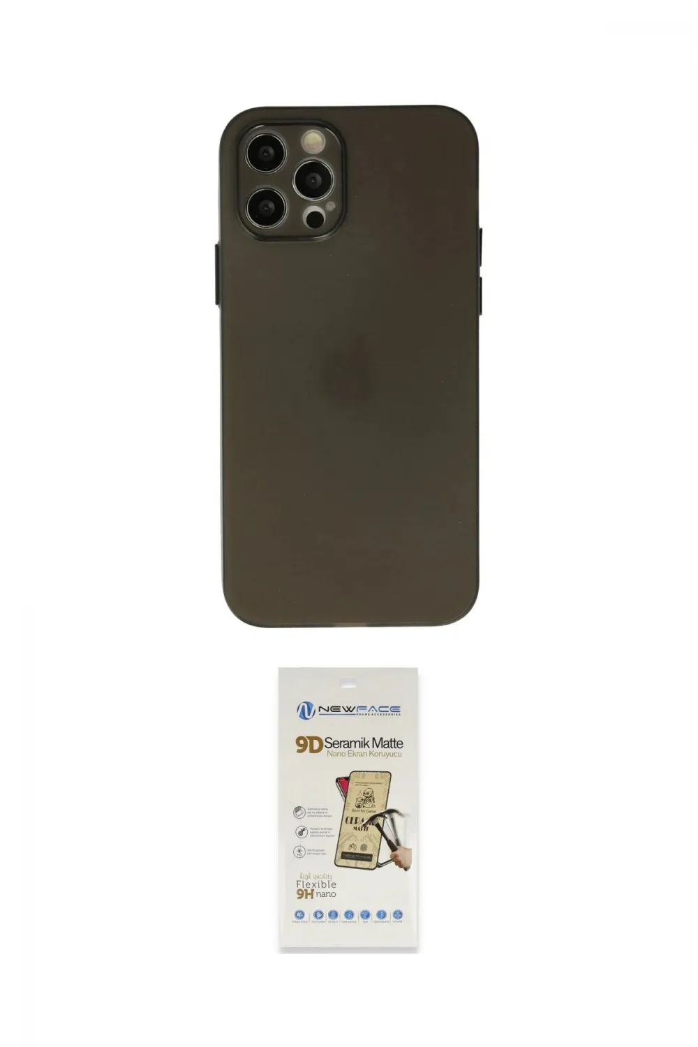 ieg™ iPhone 12 Pro Max Kılıf Atlas Minimal Prime - Siyah Mat Seramik Nano Ekran Koruyucu