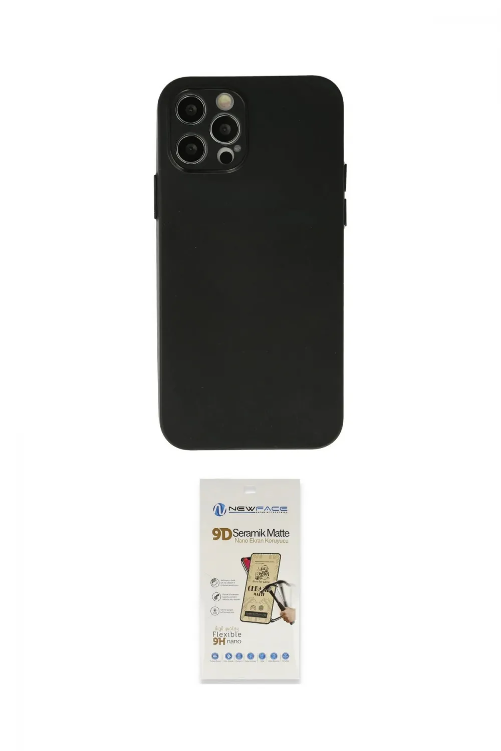 ieg™ iPhone 12 Pro Max Kılıf Atlas Minimal Prime - Siyah Mat Seramik Nano Ekran Koruyucu