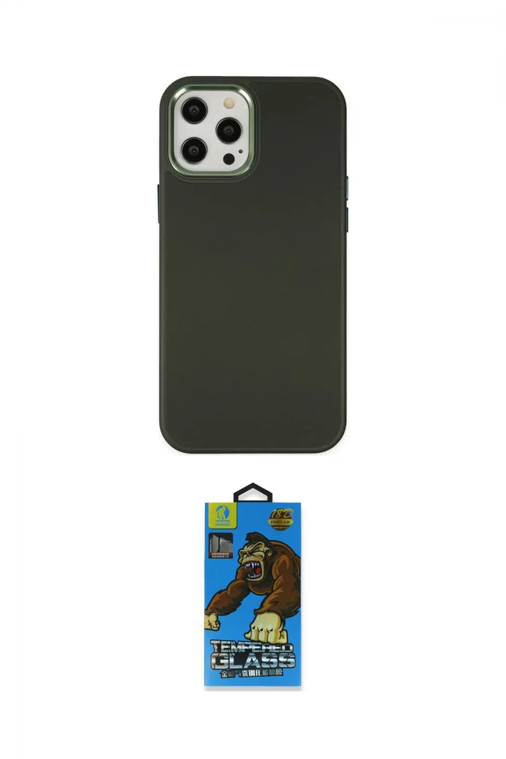 ieg™ iPhone 12 Pro Max Kılıf Çekirdek Çizgi - Siyah 18D Cam Ekran Koruyucu