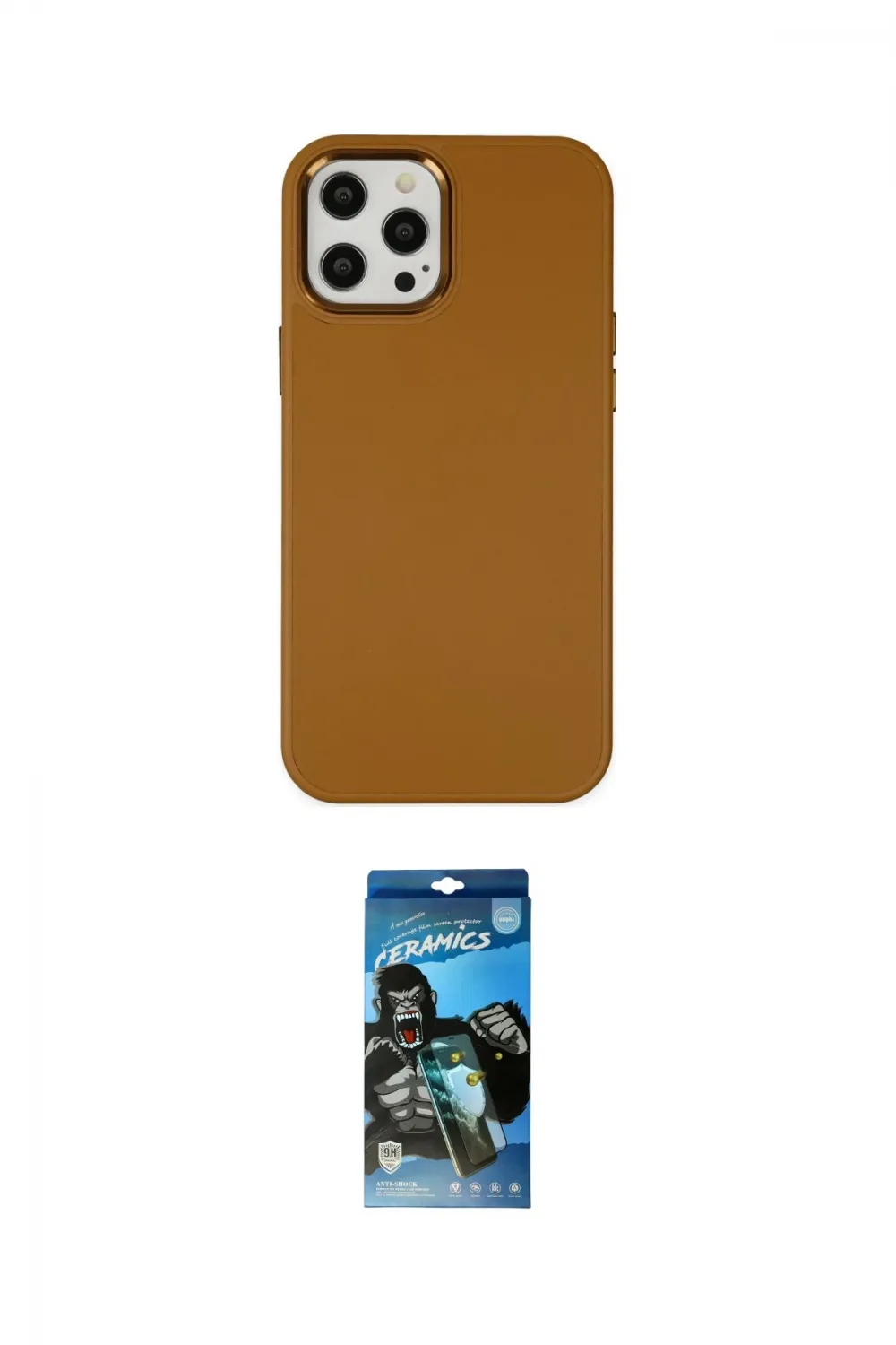 ieg™ iPhone 12 Pro Max Kılıf Çekirdek Çizgi - Siyah 34D Izgaralı Cam