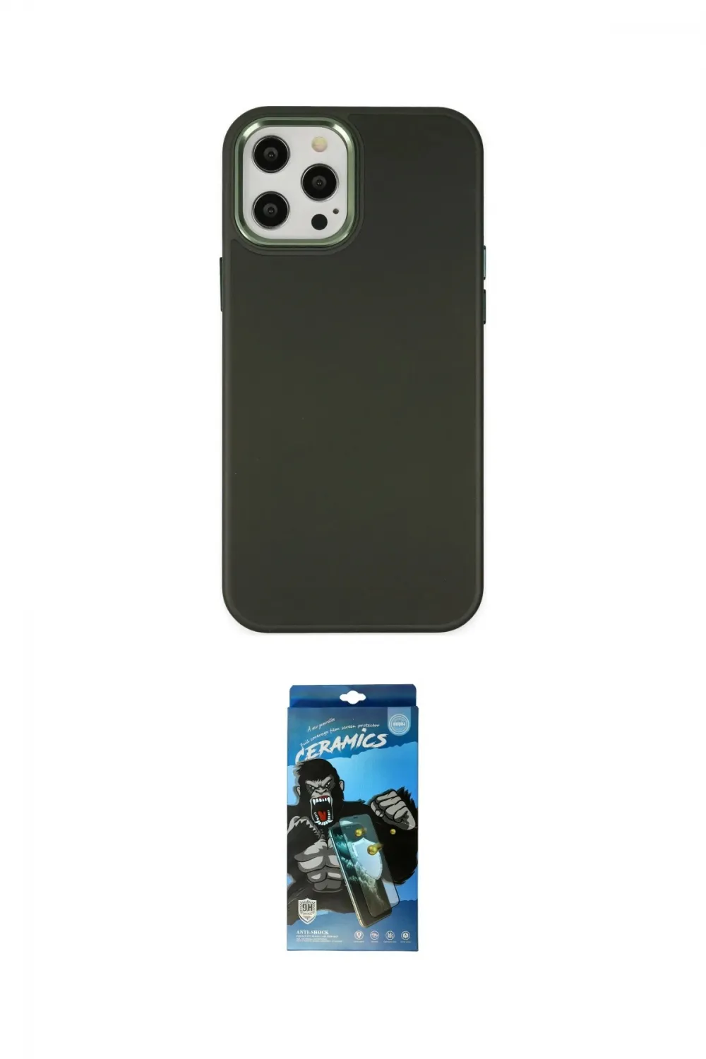 ieg™ iPhone 12 Pro Max Kılıf Çekirdek Çizgi - Siyah 34D Izgaralı Cam