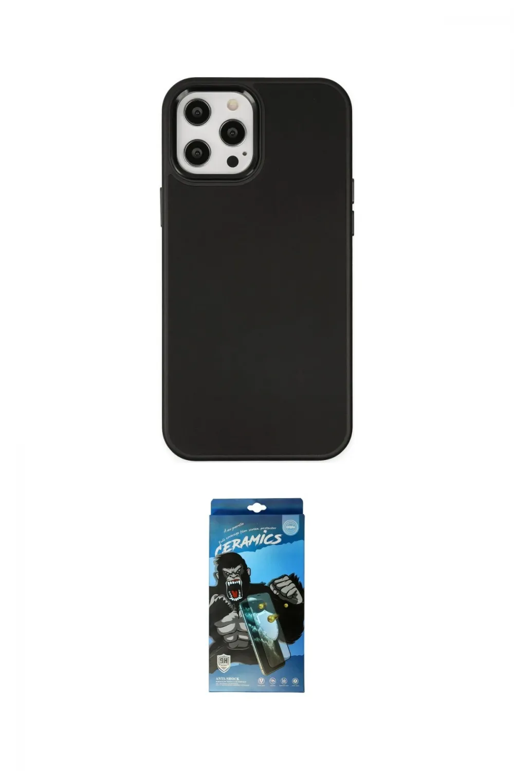 ieg™ iPhone 12 Pro Max Kılıf Çekirdek Çizgi - Siyah 34D Izgaralı Cam