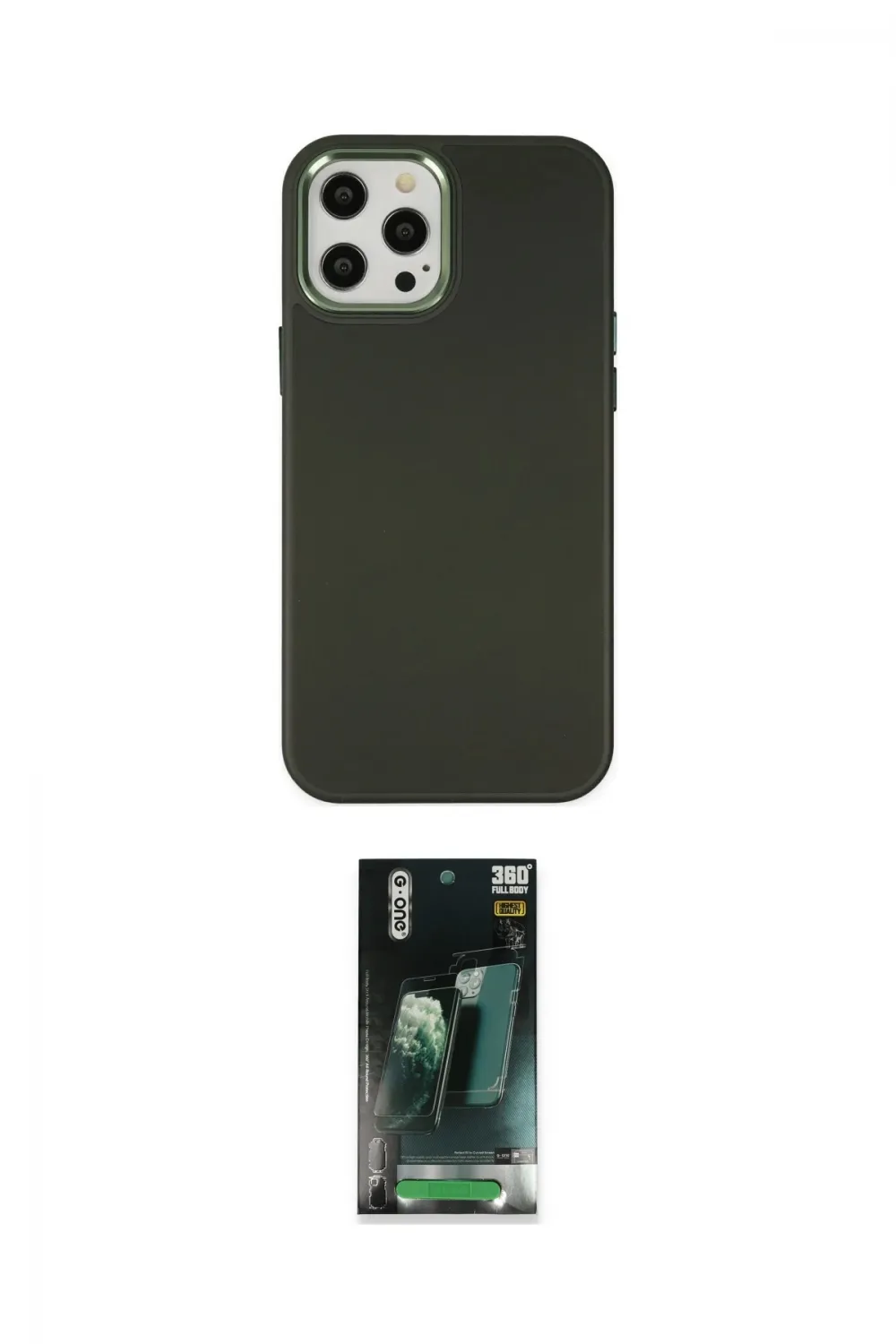 ieg™ iPhone 12 Pro Max Kılıf Çekirdek Çizgi - Siyah 360 Mat Full Body Arka Koruyucu