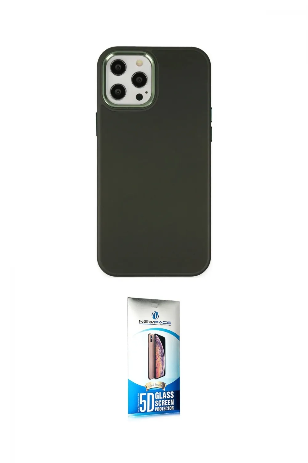 ieg™ iPhone 12 Pro Max Kılıf Çekirdek Çizgi - Siyah 5D Eko Cam Ekran Koruyucu