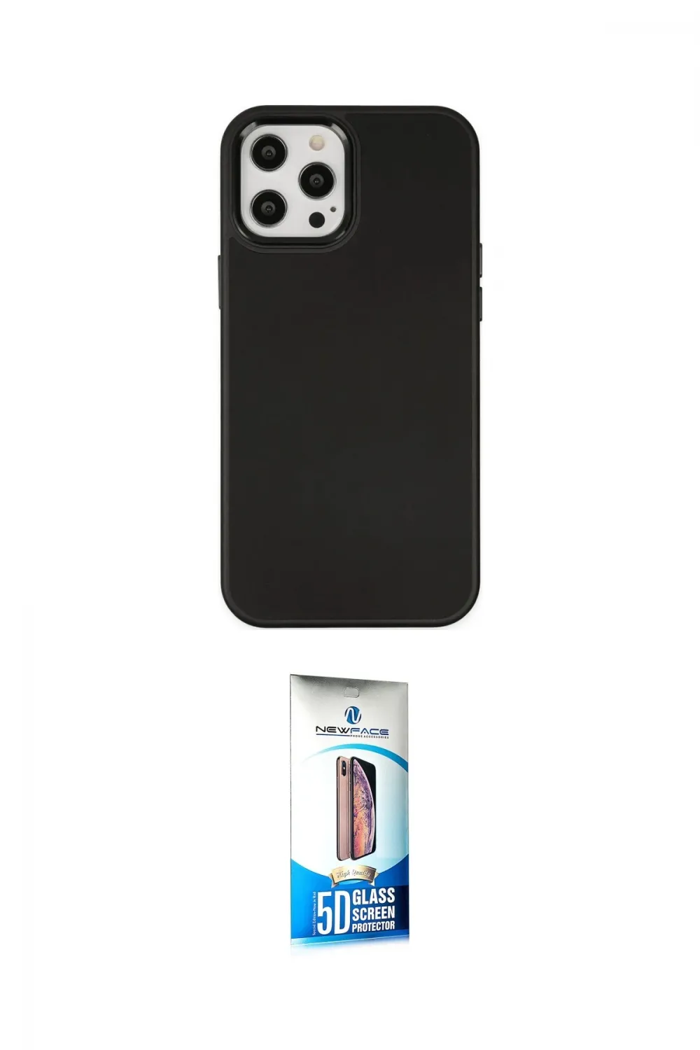 ieg™ iPhone 12 Pro Max Kılıf Çekirdek Çizgi - Siyah 5D Eko Cam Ekran Koruyucu