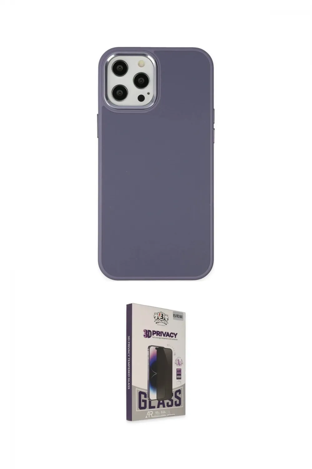 ieg™ iPhone 12 Pro Max Kılıf Çekirdek Çizgi - Siyah Bilvis Hayalet Cam Ekran Koruyucu