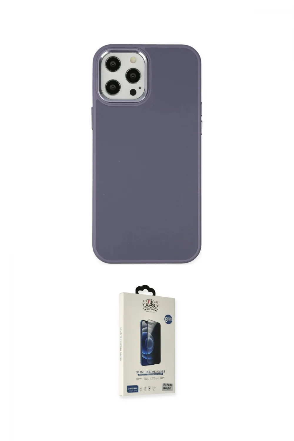 ieg™ iPhone 12 Pro Max Kılıf Çekirdek Çizgi - Siyah Bilvis Hayalet Cam Ekran Koruyucu