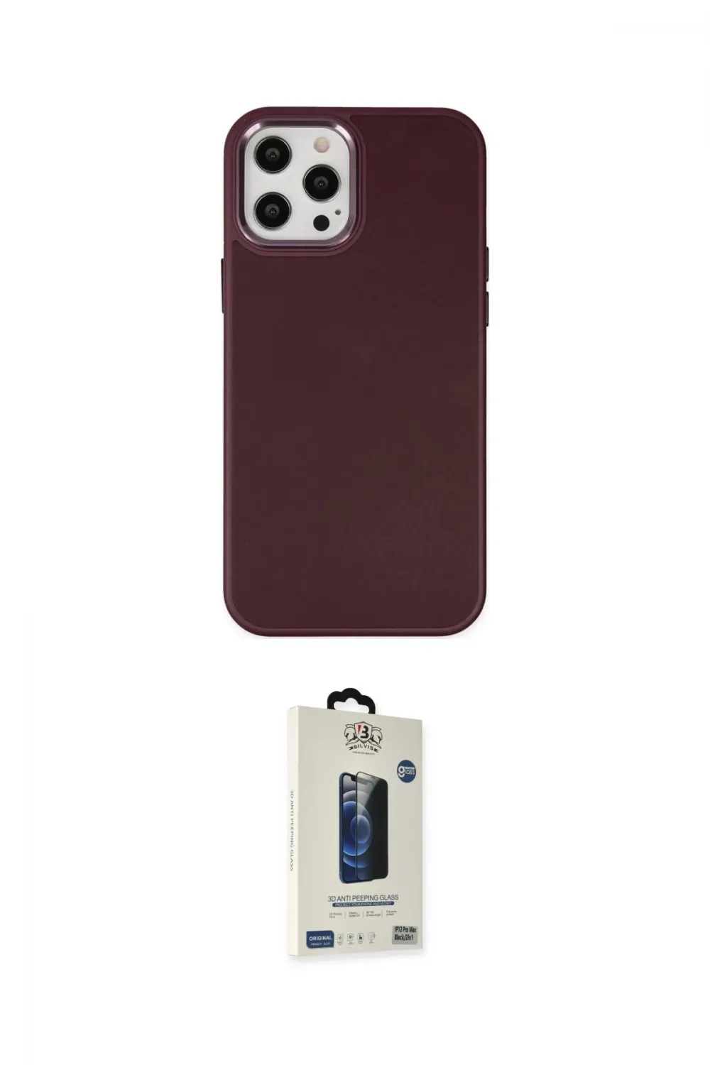 ieg™ iPhone 12 Pro Max Kılıf Çekirdek Çizgi - Siyah Bilvis Hayalet Cam Ekran Koruyucu