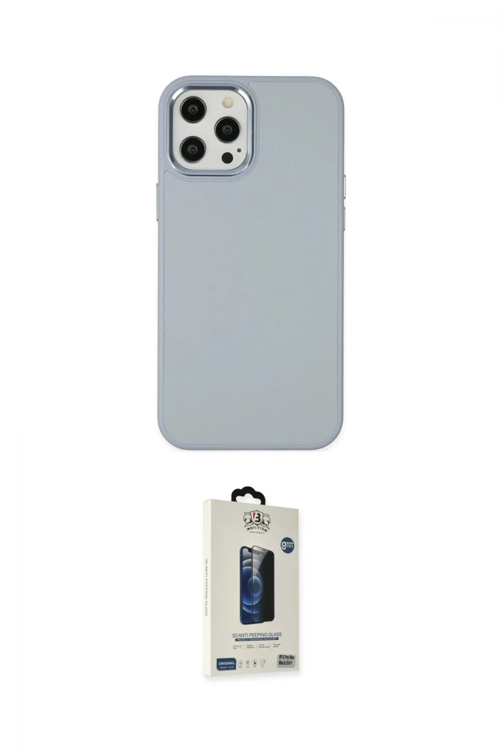 ieg™ iPhone 12 Pro Max Kılıf Çekirdek Çizgi - Siyah Bilvis Hayalet Cam Ekran Koruyucu
