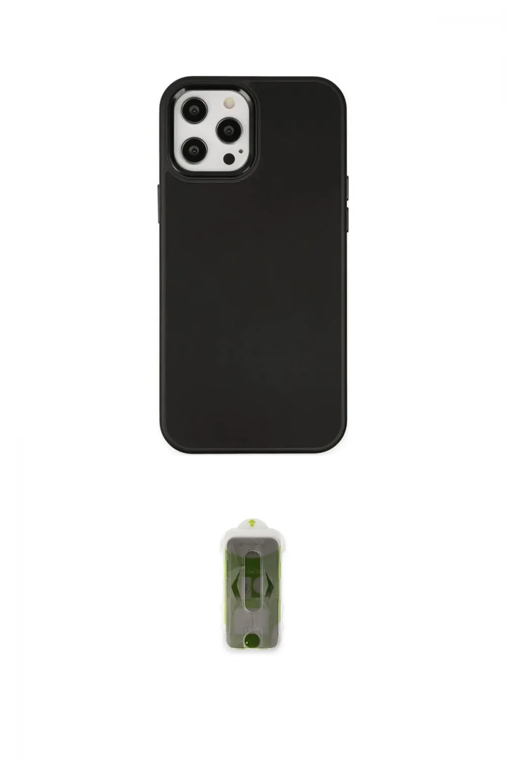 ieg™ iPhone 12 Pro Max Kılıf Çekirdek Çizgi - Siyah Joko Magic 5D Hayalet Cam