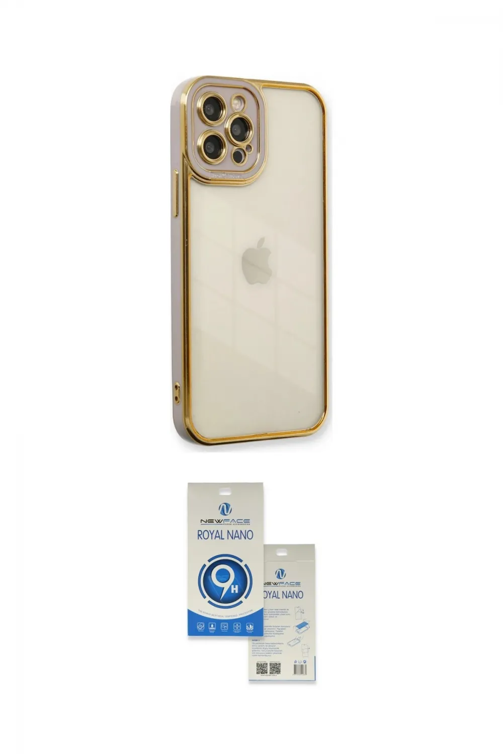 ieg™ iPhone 12 Pro Max Kılıf Çekirdek Klasik Serisi - Şeffaf Royal Nano Ekran Koruyucu