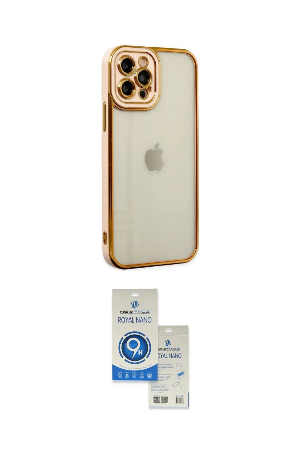 ieg™ iPhone 12 Pro Max Kılıf Çekirdek Klasik Serisi - Şeffaf Royal Nano Ekran Koruyucu