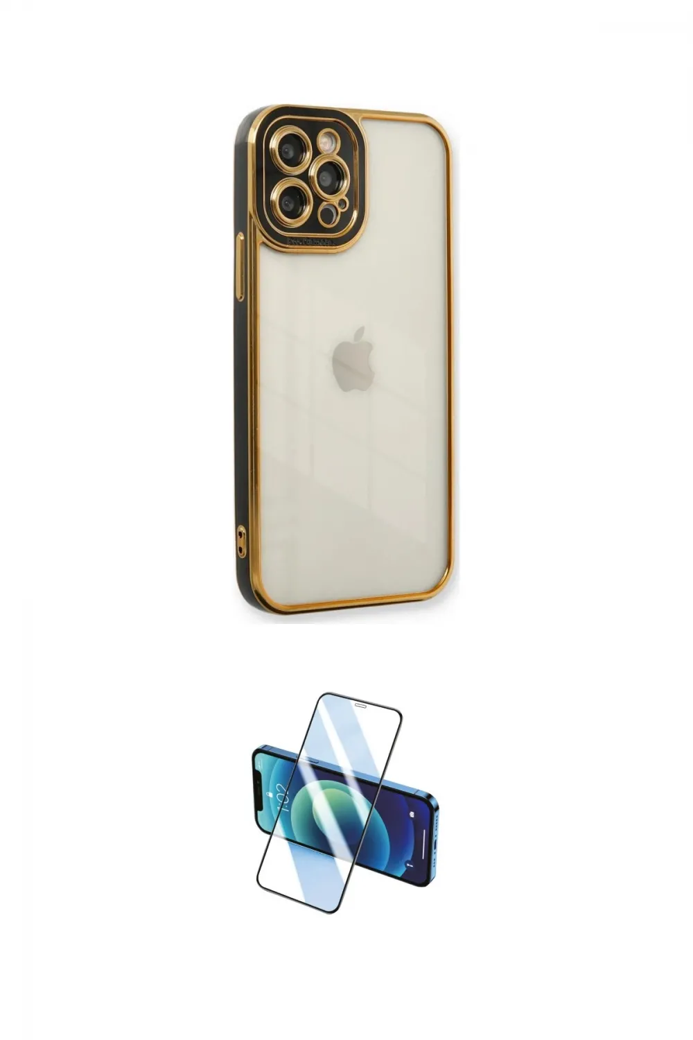 ieg™ iPhone 12 Pro Max Kılıf Çekirdek Klasik Serisi - Siyah 3D Antistatik Cam Ekran Koruyucu