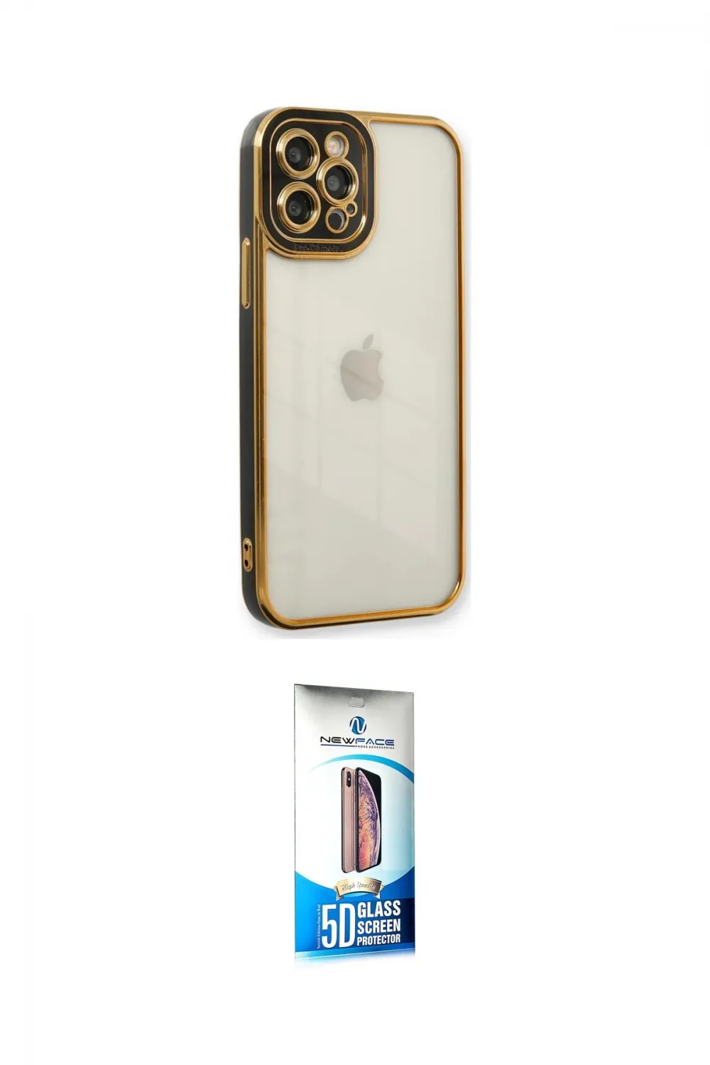 ieg™ iPhone 12 Pro Max Kılıf Çekirdek Klasik Serisi - Siyah 5D Eko Cam Ekran Koruyucu