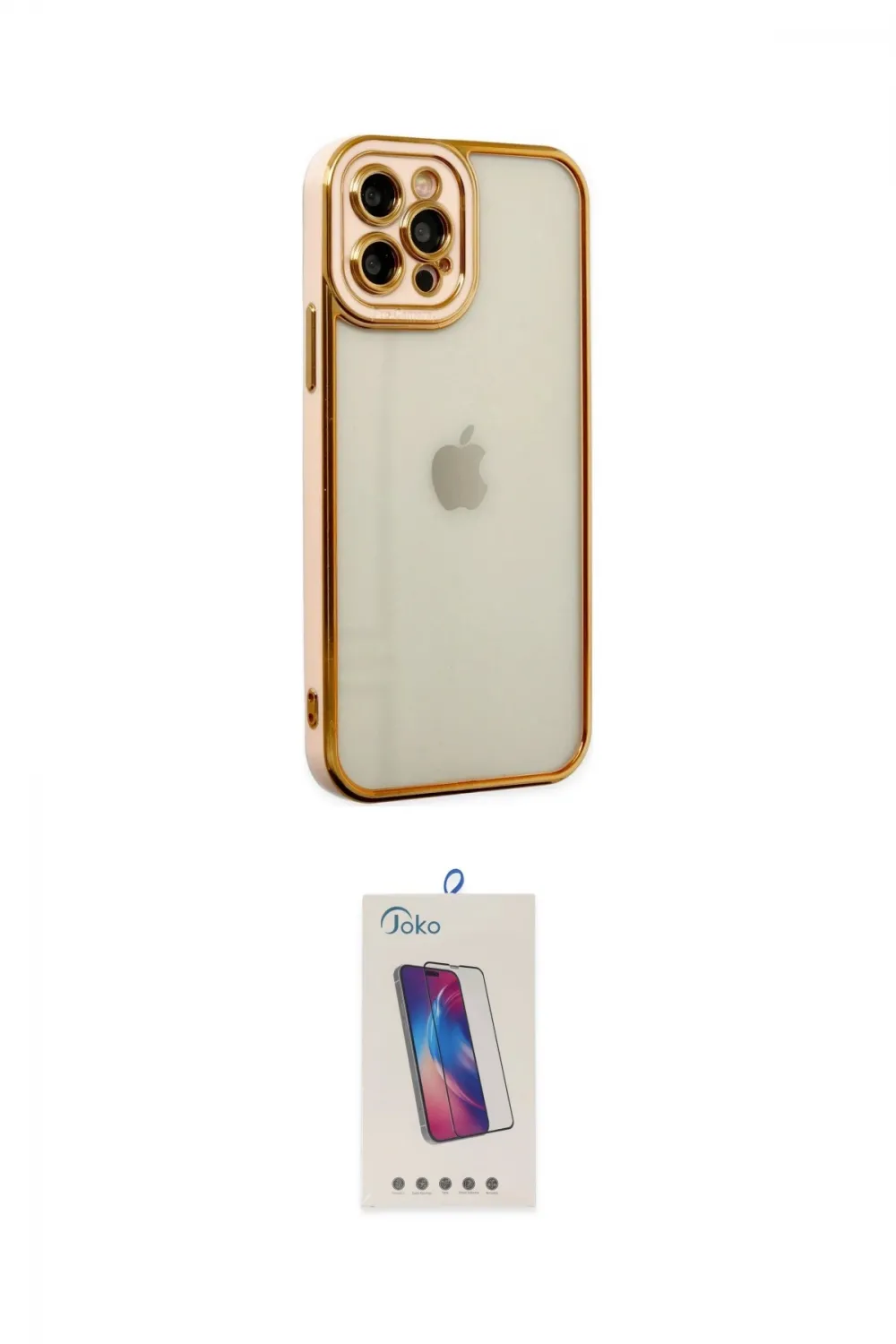 ieg™ iPhone 12 Pro Max Kılıf Çekirdek Klasik Serisi - Siyah Joko 5D Cam