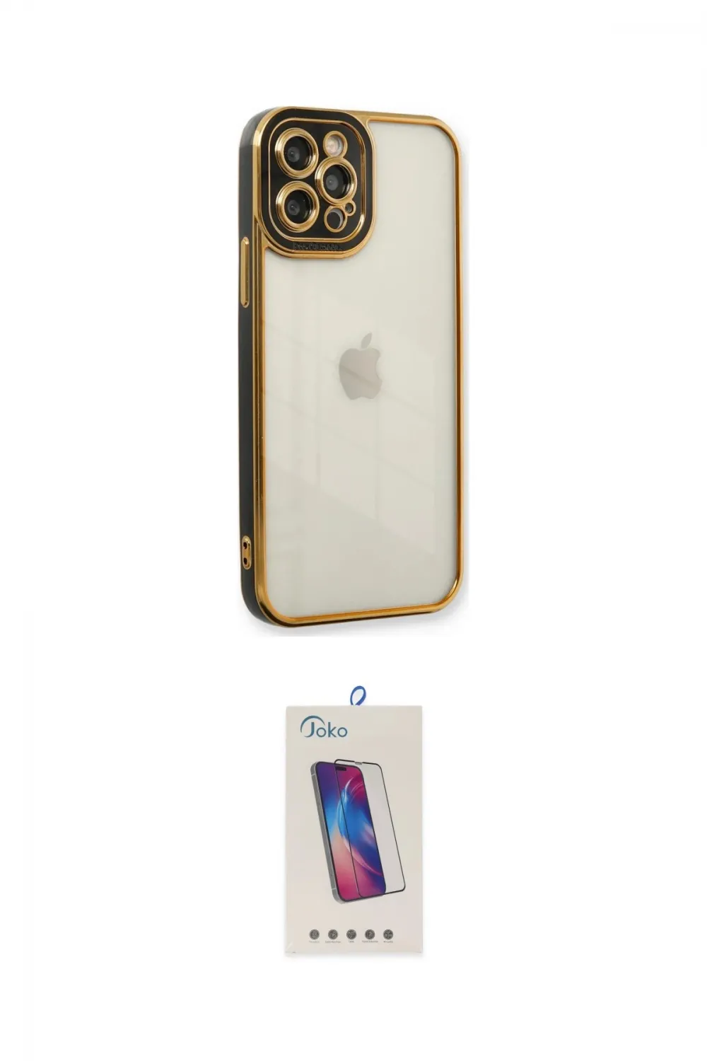 ieg™ iPhone 12 Pro Max Kılıf Çekirdek Klasik Serisi - Siyah Joko 5D Cam