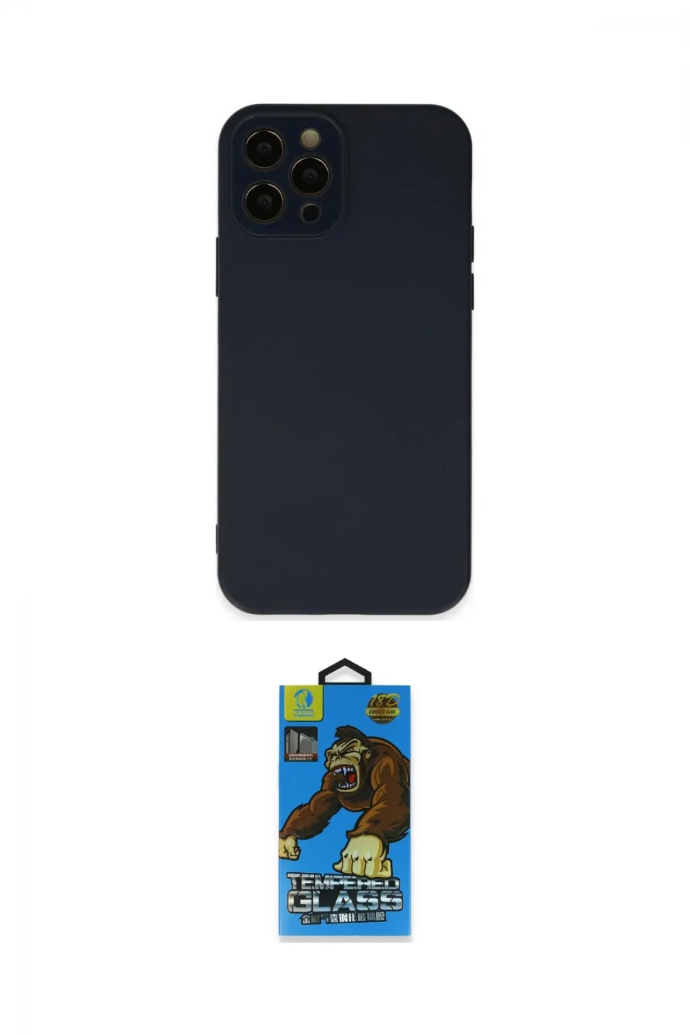 ieg™ iPhone 12 Pro Max Kılıf Çekirdek Modern Serisi - Siyah 18D Cam Ekran Koruyucu