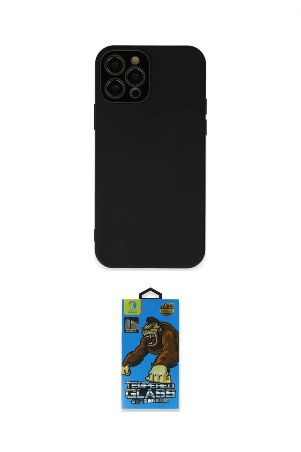 ieg™ iPhone 12 Pro Max Kılıf Çekirdek Modern Serisi - Siyah 18D Cam Ekran Koruyucu