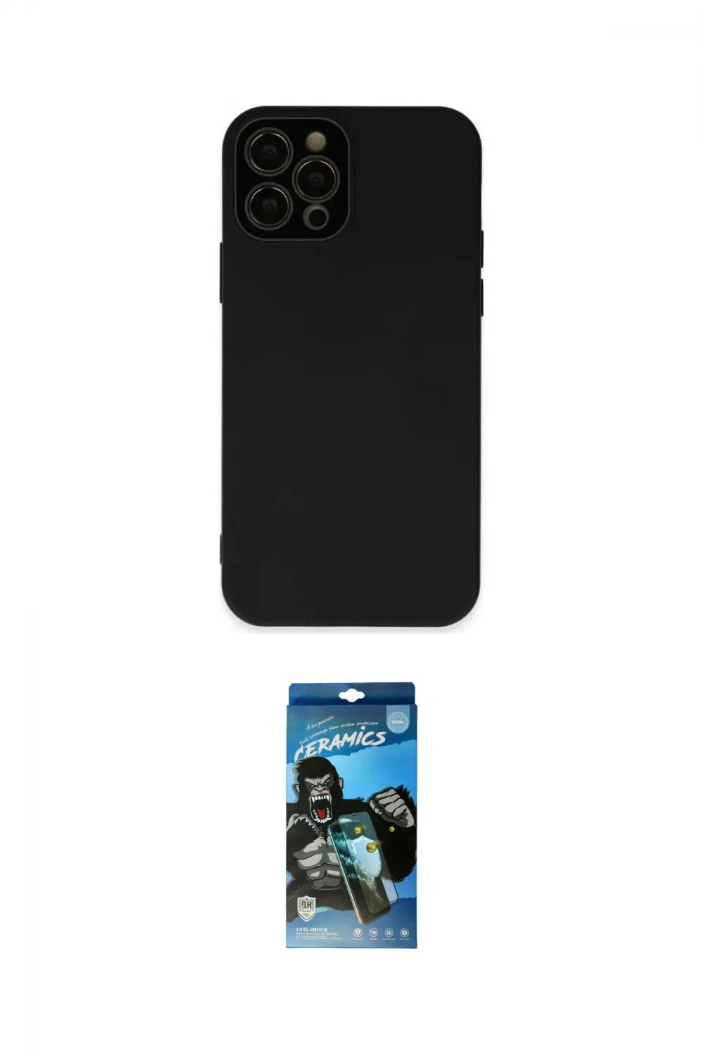 ieg™ iPhone 12 Pro Max Kılıf Çekirdek Modern Serisi - Siyah 34D Izgaralı Cam