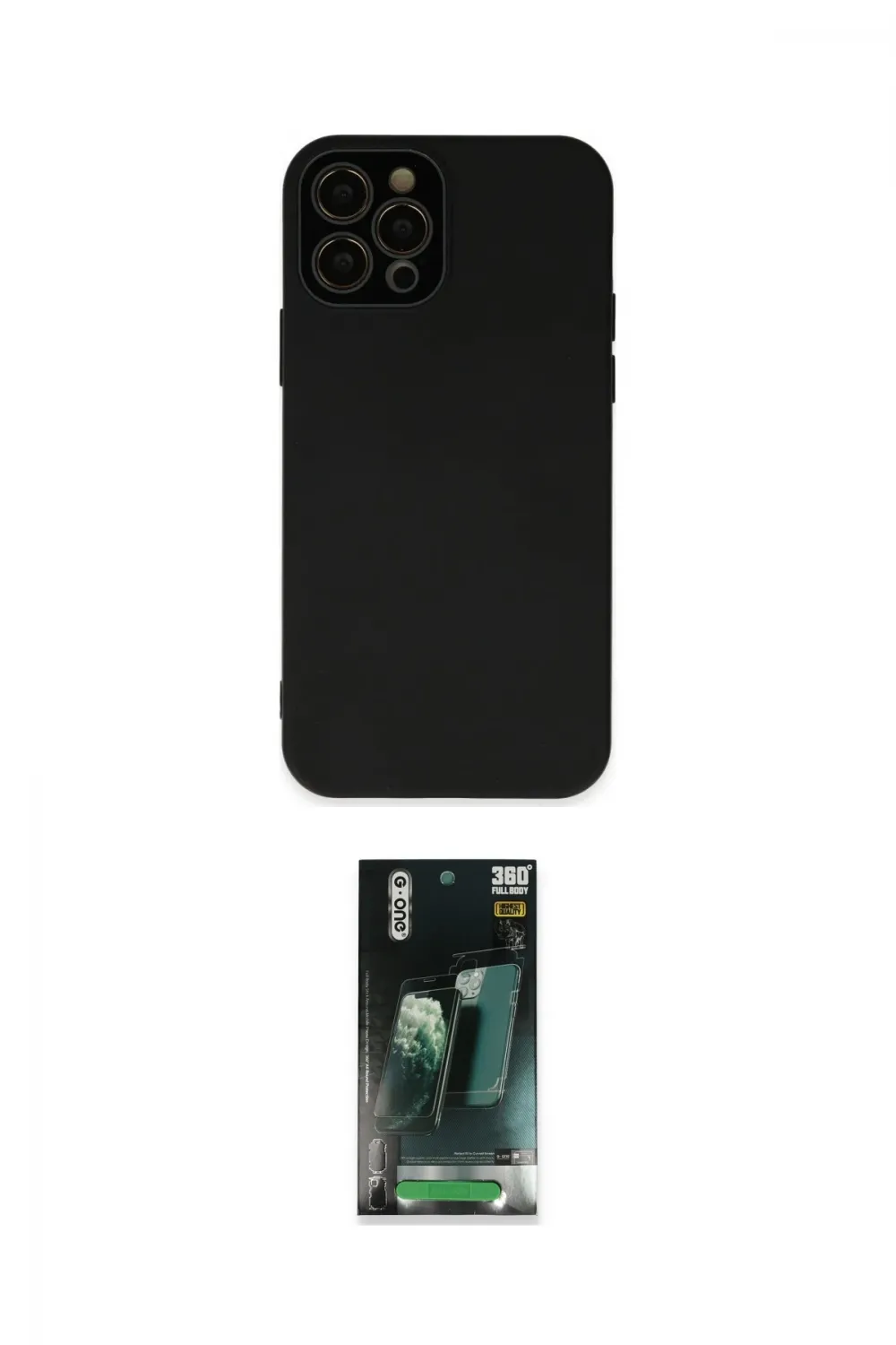 ieg™ iPhone 12 Pro Max Kılıf Çekirdek Modern Serisi - Siyah 360 Mat Full Body Arka Koruyucu