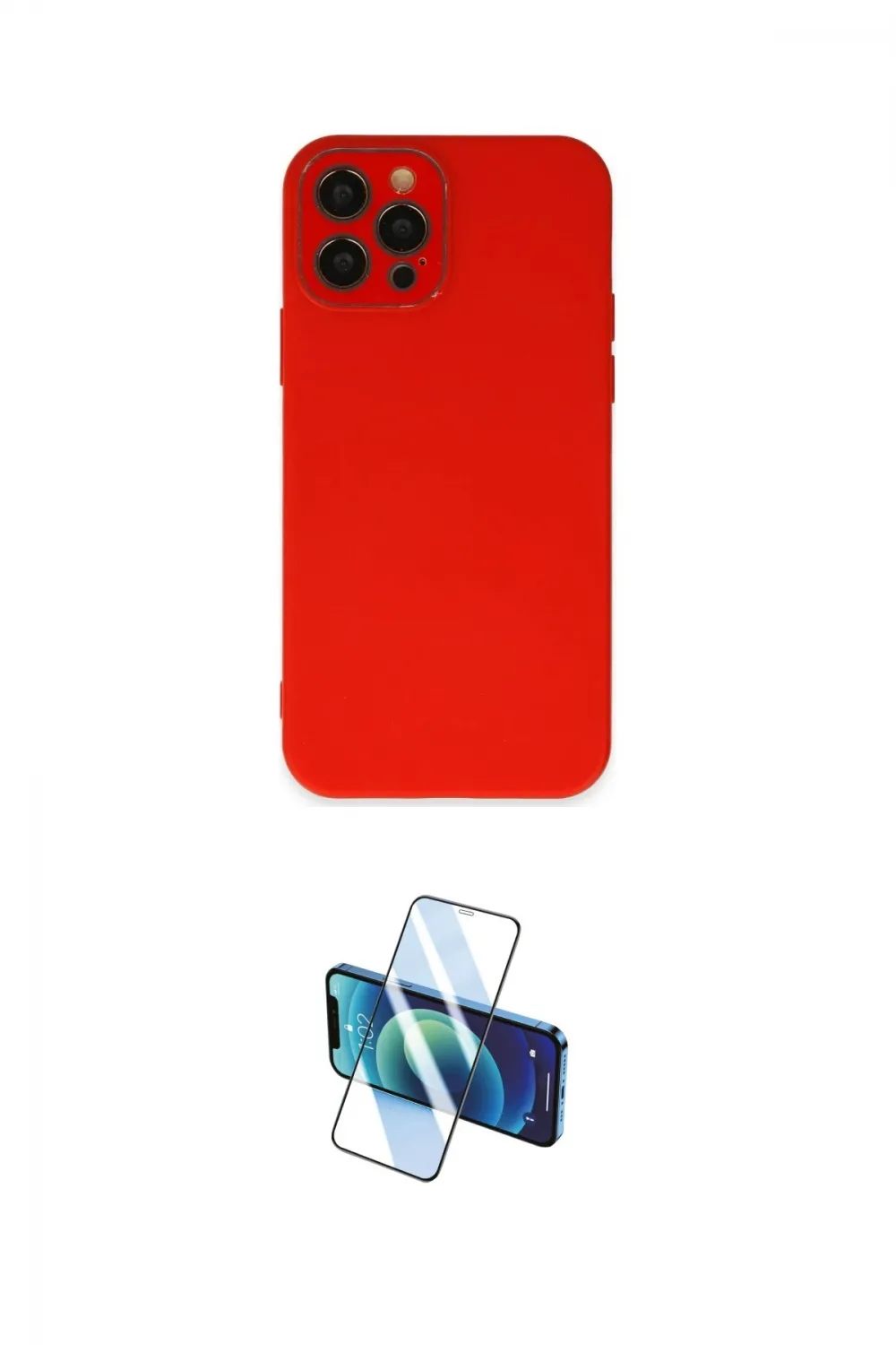 ieg™ iPhone 12 Pro Max Kılıf Çekirdek Modern Serisi - Siyah 3D Antistatik Cam Ekran Koruyucu