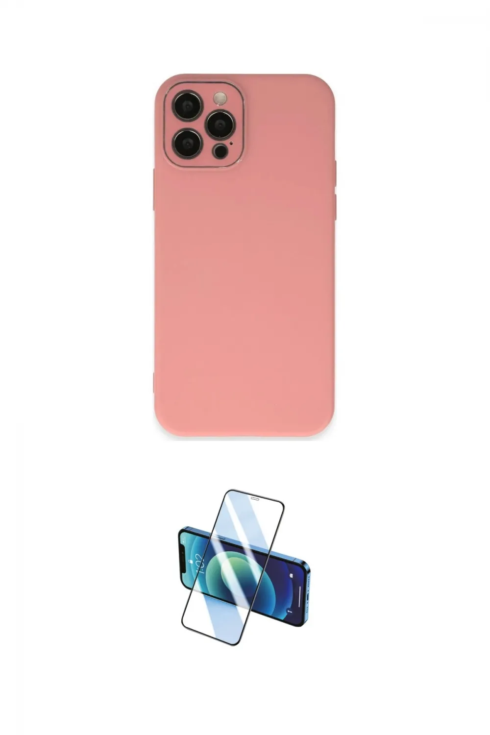 ieg™ iPhone 12 Pro Max Kılıf Çekirdek Modern Serisi - Siyah 3D Antistatik Cam Ekran Koruyucu