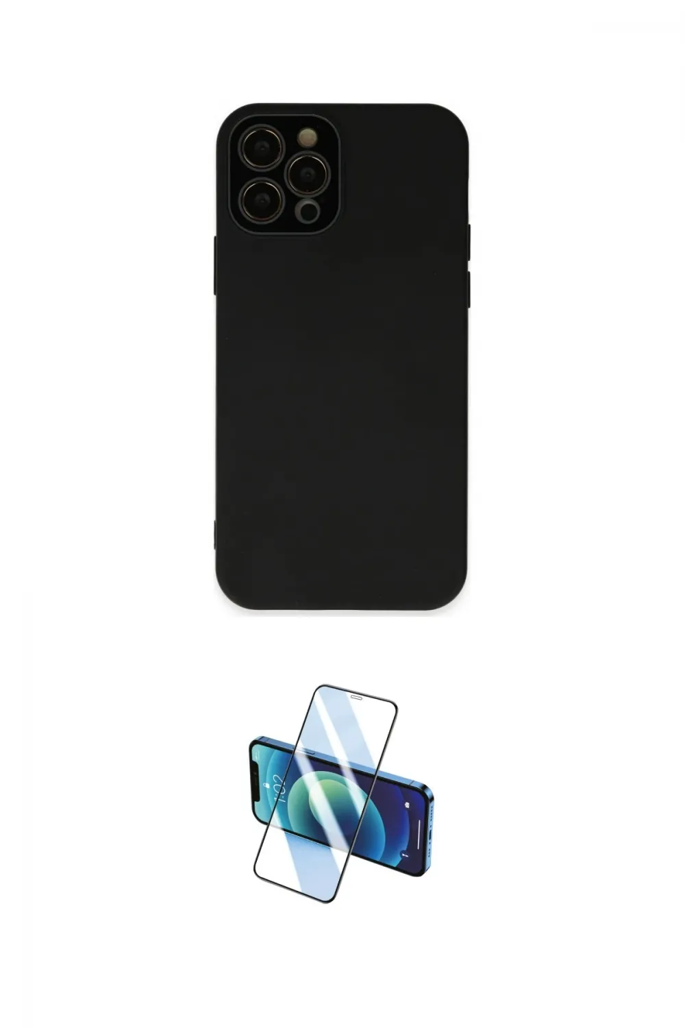 ieg™ iPhone 12 Pro Max Kılıf Çekirdek Modern Serisi - Siyah 3D Antistatik Seramik Nano Ekran Koruyucu