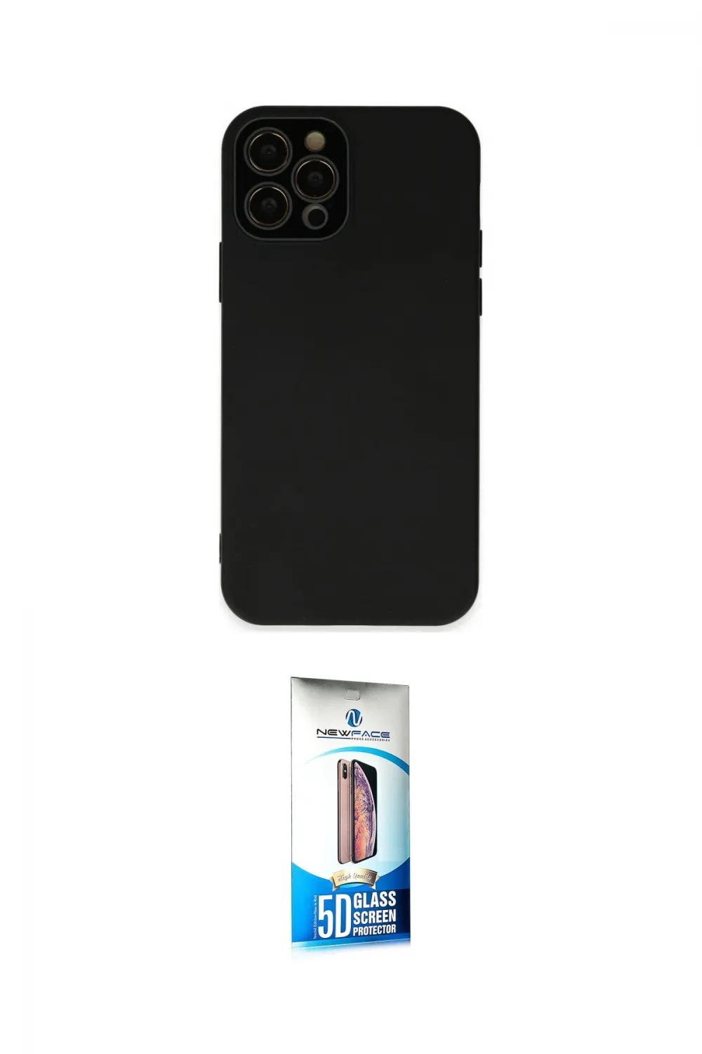 ieg™ iPhone 12 Pro Max Kılıf Çekirdek Modern Serisi - Siyah 5D Eko Cam Ekran Koruyucu