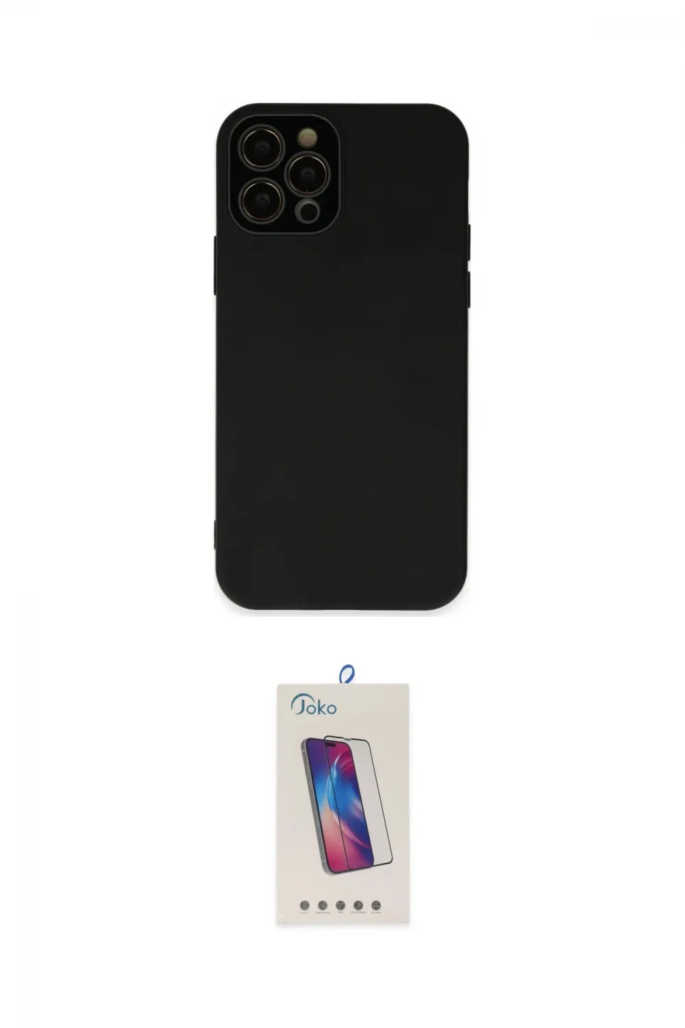 ieg™ iPhone 12 Pro Max Kılıf Çekirdek Modern Serisi - Siyah Joko 5D Cam