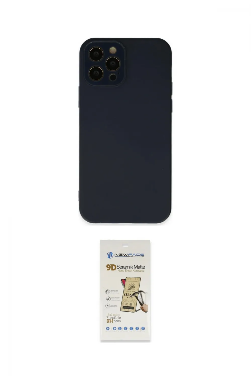 ieg™ iPhone 12 Pro Max Kılıf Çekirdek Modern Serisi - Siyah Mat Seramik Nano Ekran Koruyucu