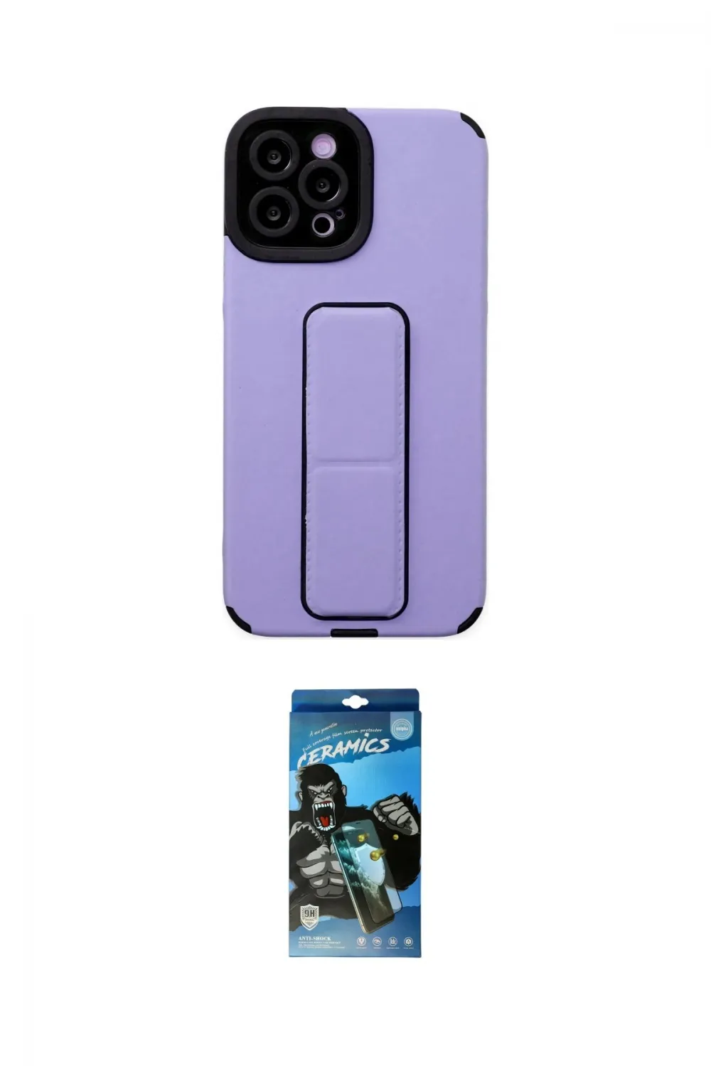 ieg™ iPhone 12 Pro Max Kılıf Çekirdek Yansıma - Siyah 34D Izgaralı Cam