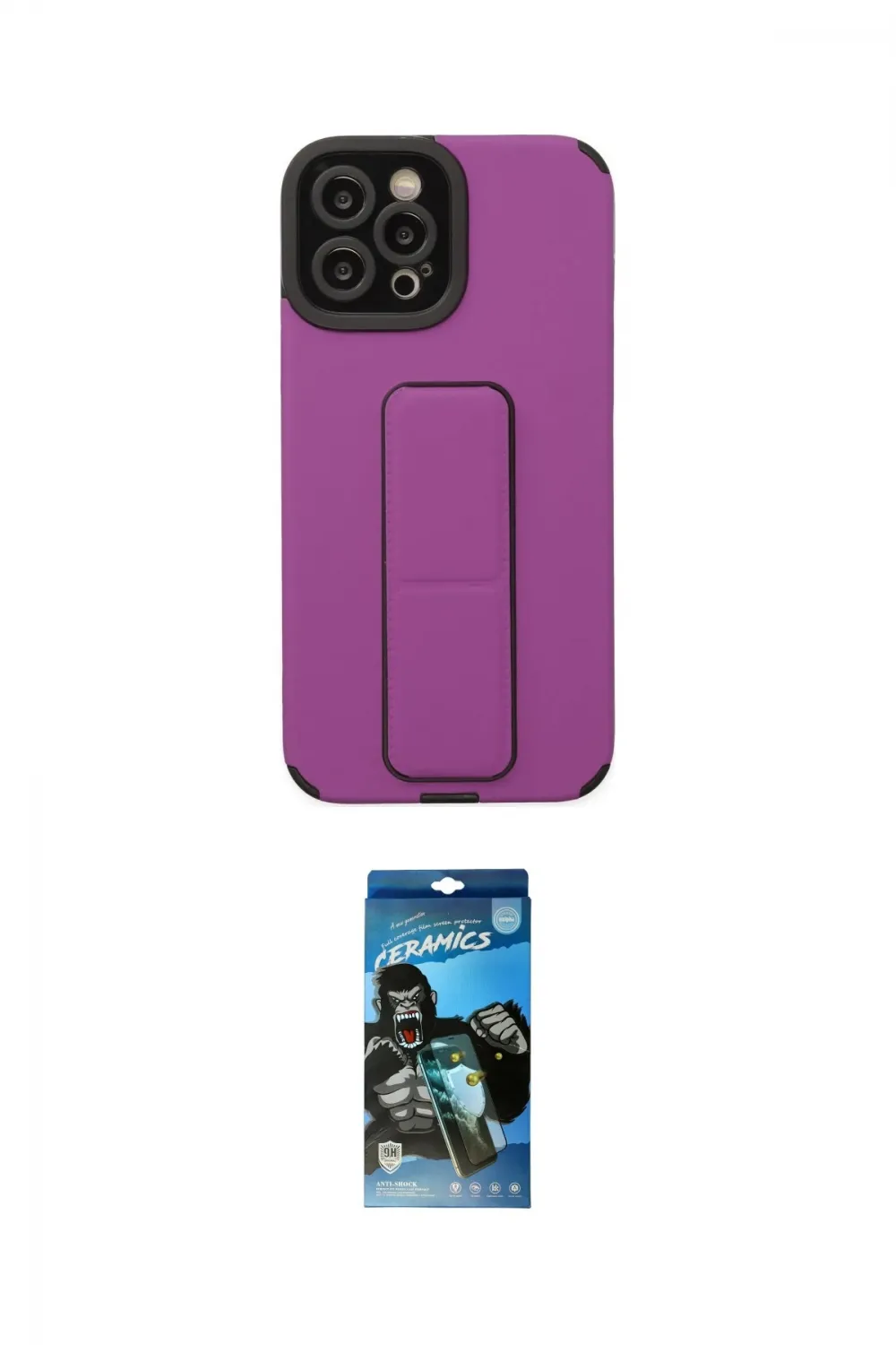 ieg™ iPhone 12 Pro Max Kılıf Çekirdek Yansıma - Siyah 34D Izgaralı Cam