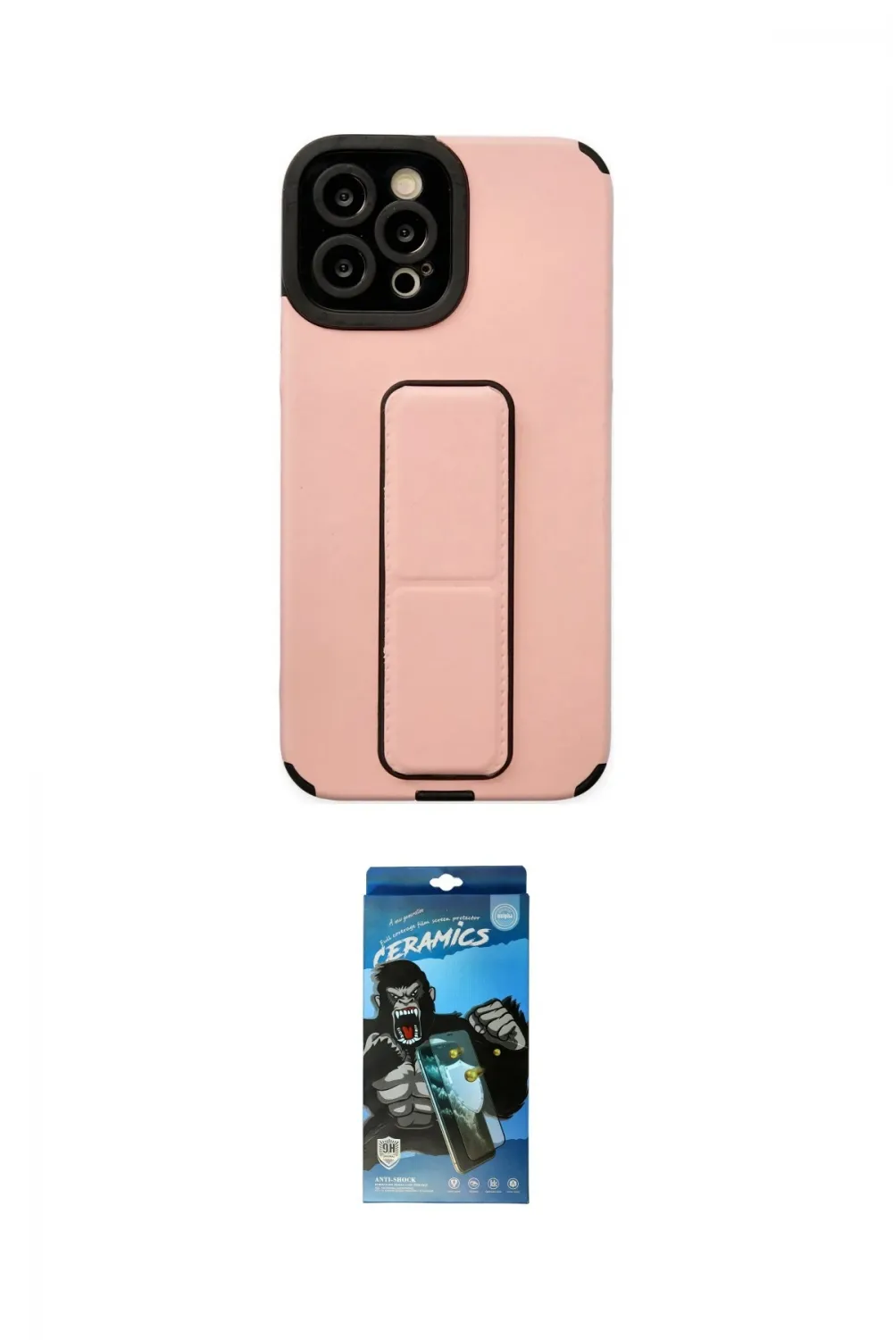 ieg™ iPhone 12 Pro Max Kılıf Çekirdek Yansıma - Siyah 34D Izgaralı Cam