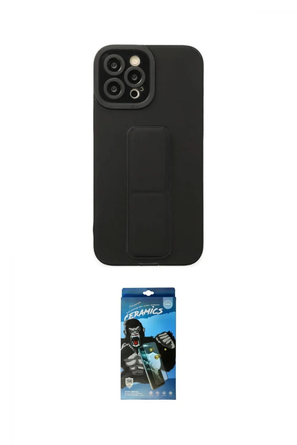 ieg™ iPhone 12 Pro Max Kılıf Çekirdek Yansıma - Siyah 34D Izgaralı Cam