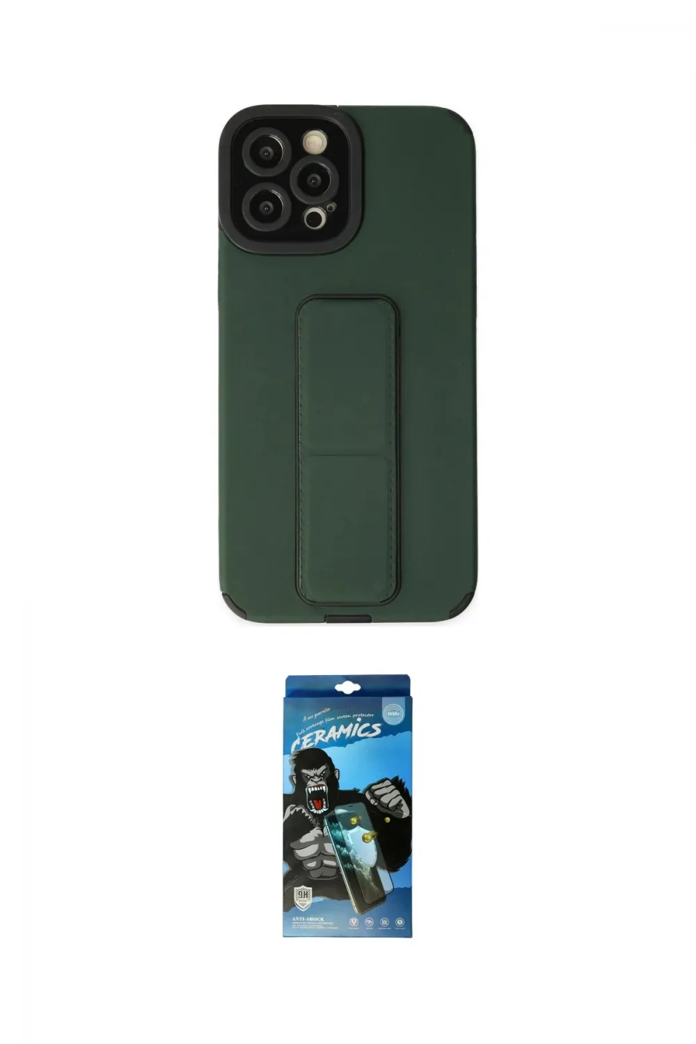 ieg™ iPhone 12 Pro Max Kılıf Çekirdek Yansıma - Siyah 34D Izgaralı Cam