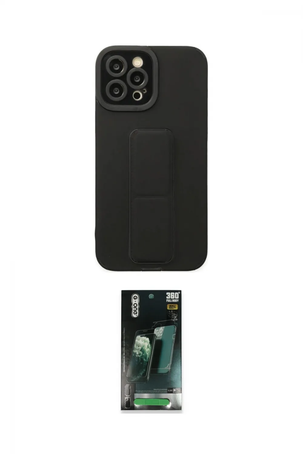 ieg™ iPhone 12 Pro Max Kılıf Çekirdek Yansıma - Siyah 360 Mat Full Body Arka Koruyucu