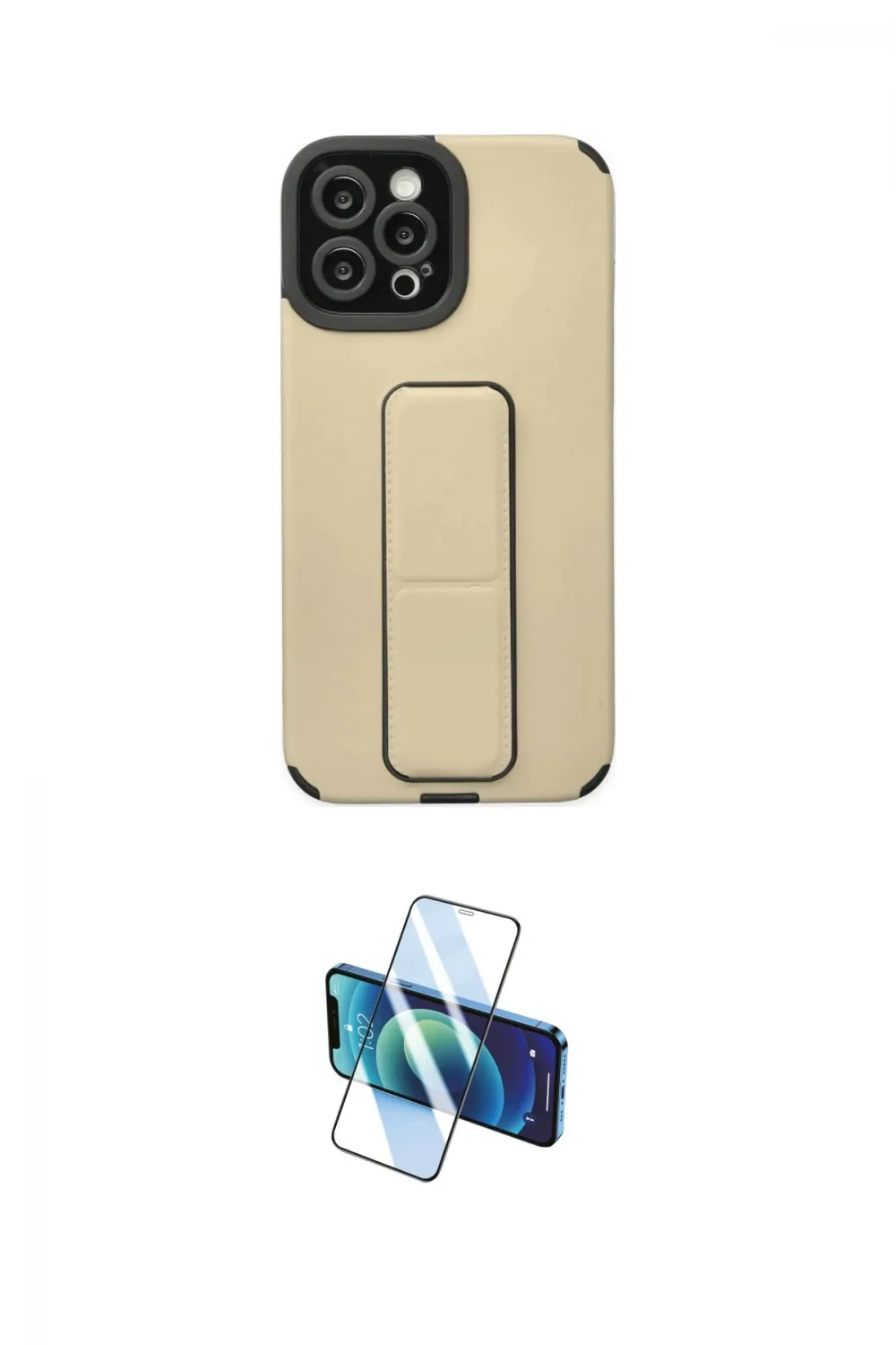 ieg™ iPhone 12 Pro Max Kılıf Çekirdek Yansıma - Siyah 3D Antistatik Cam Ekran Koruyucu