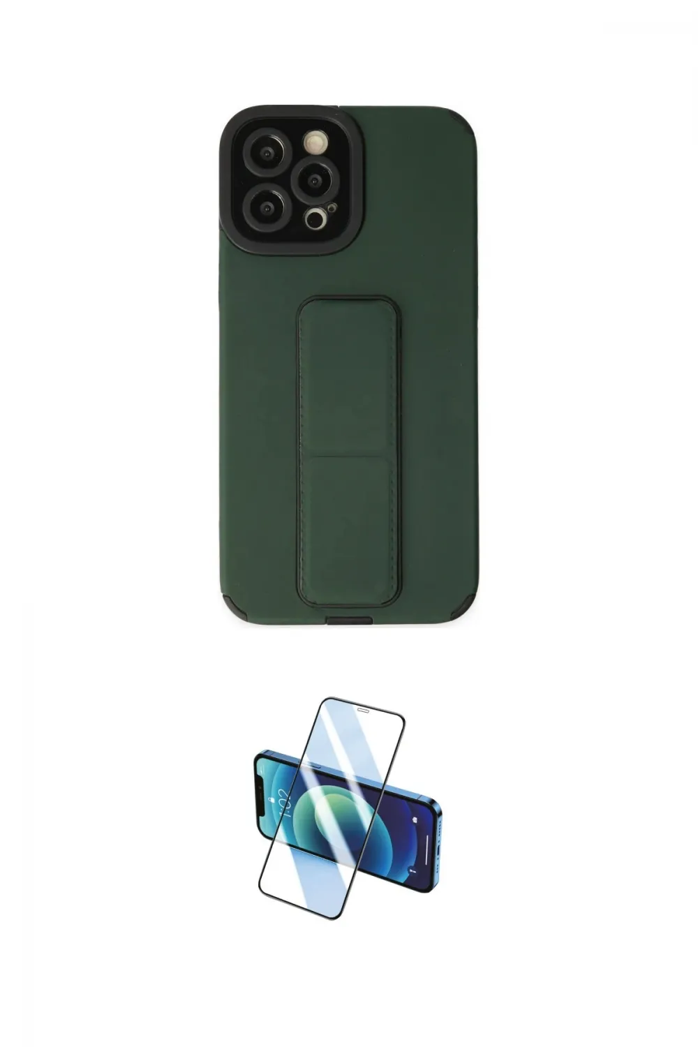 ieg™ iPhone 12 Pro Max Kılıf Çekirdek Yansıma - Siyah 3D Antistatik Cam Ekran Koruyucu