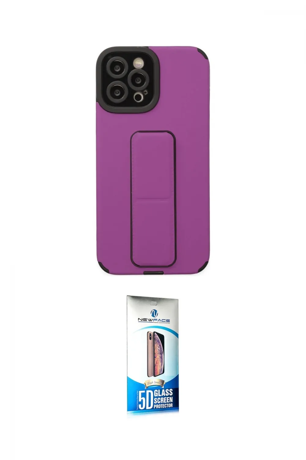 ieg™ iPhone 12 Pro Max Kılıf Çekirdek Yansıma - Siyah 5D Eko Cam Ekran Koruyucu