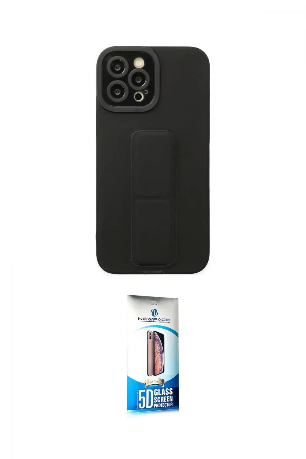 ieg™ iPhone 12 Pro Max Kılıf Çekirdek Yansıma - Siyah 5D Eko Cam Ekran Koruyucu