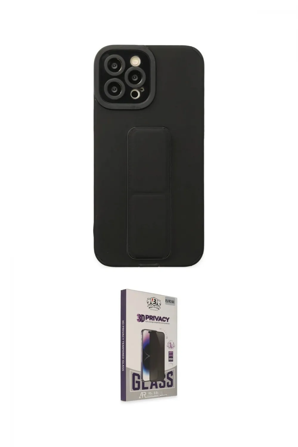 ieg™ iPhone 12 Pro Max Kılıf Çekirdek Yansıma - Siyah Bilvis Hayalet Cam Ekran Koruyucu