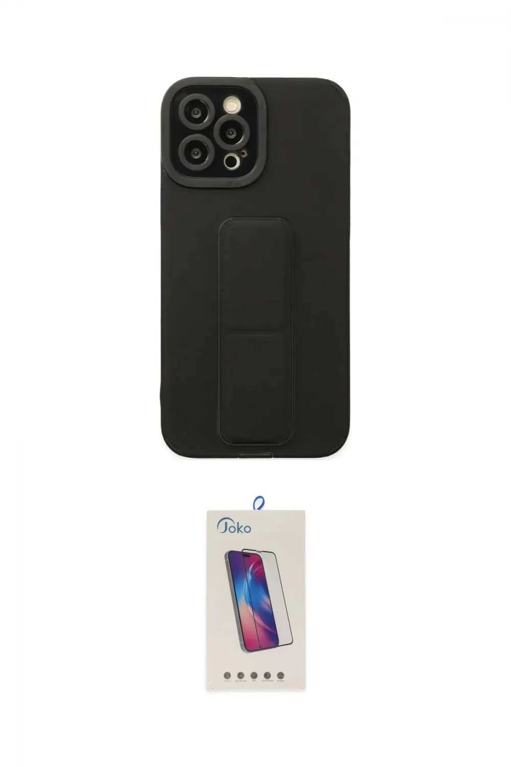 ieg™ iPhone 12 Pro Max Kılıf Çekirdek Yansıma - Siyah Joko 5D Cam
